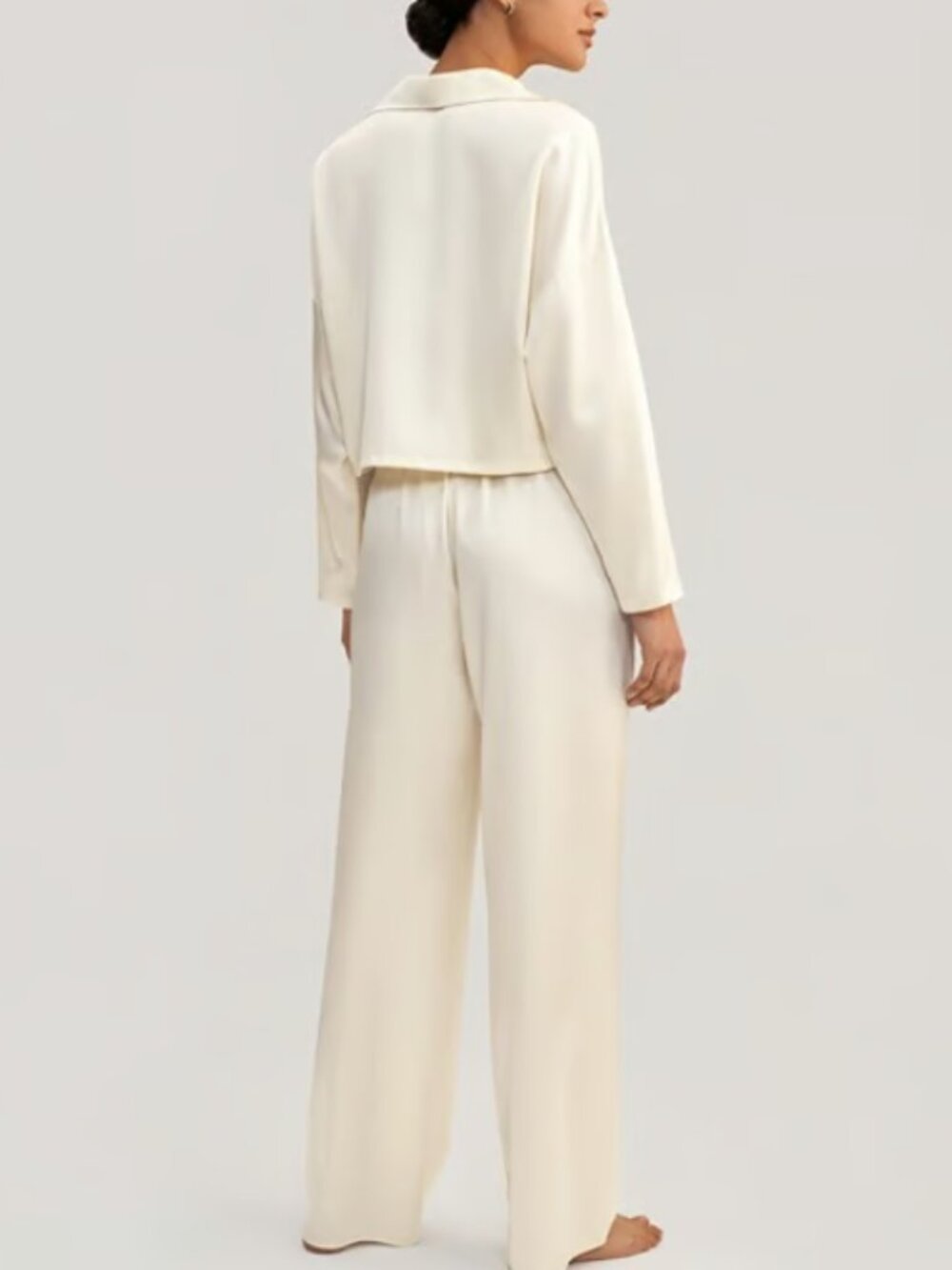 LILYSILK Jasmine 100% Silk Charmeuse Pajama Set Lily White S NWT - Picture 6 of 8